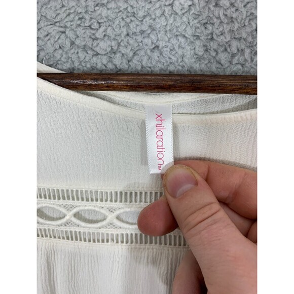 XHILARATION White Flare Sleeve Window Lace Blouse Prairiecore CottageCore Granny - Picture 13 of 13